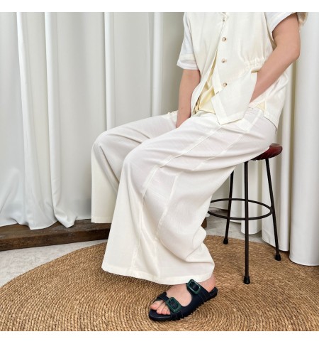 SPLICED WIDE-LEG PANTS