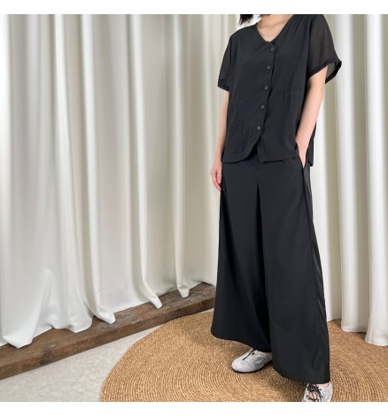 SPLICED WIDE-LEG PANTS